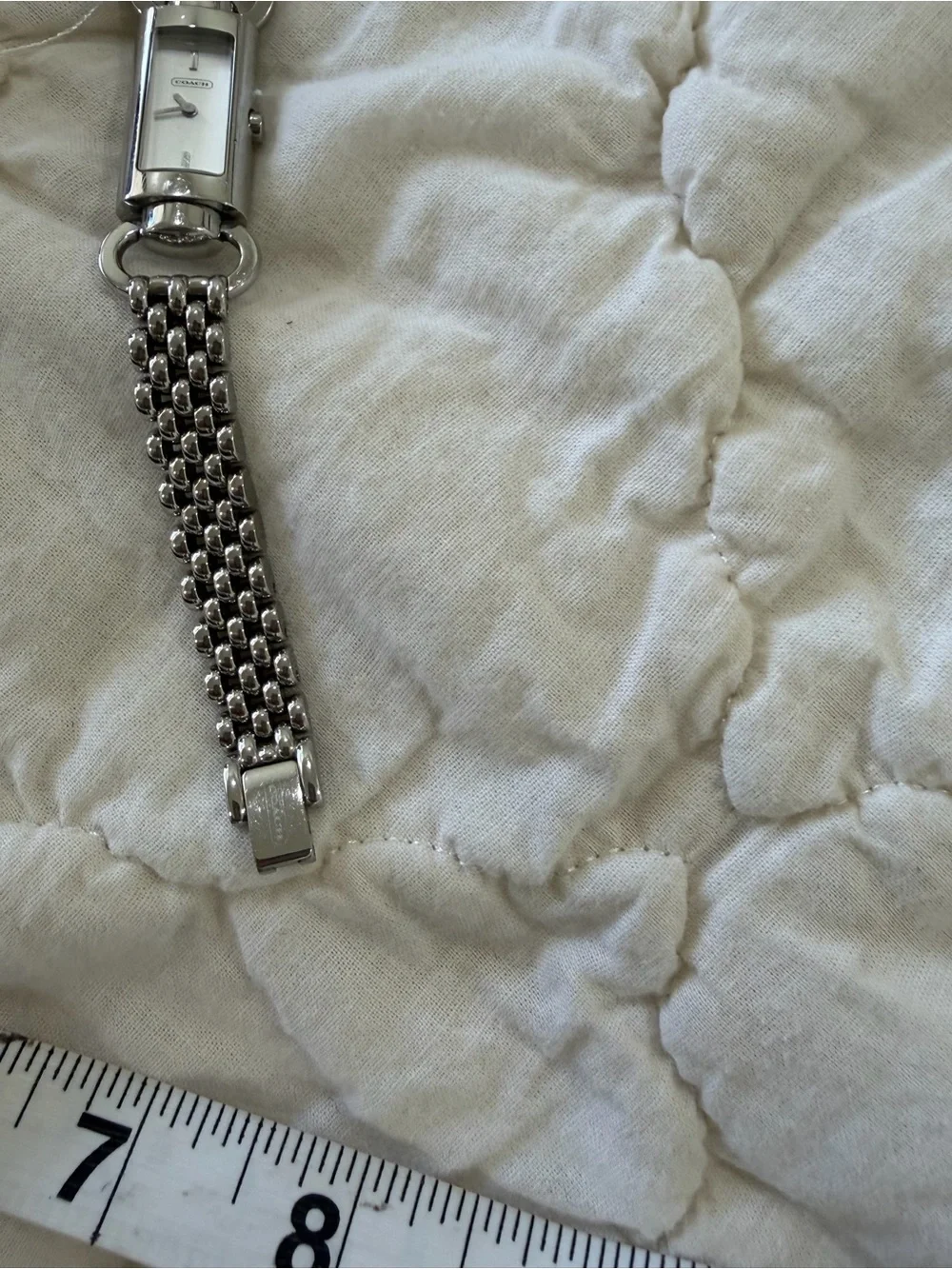 Coach Daphne Stainless Steel Rectangular Tank Watch with Original Box